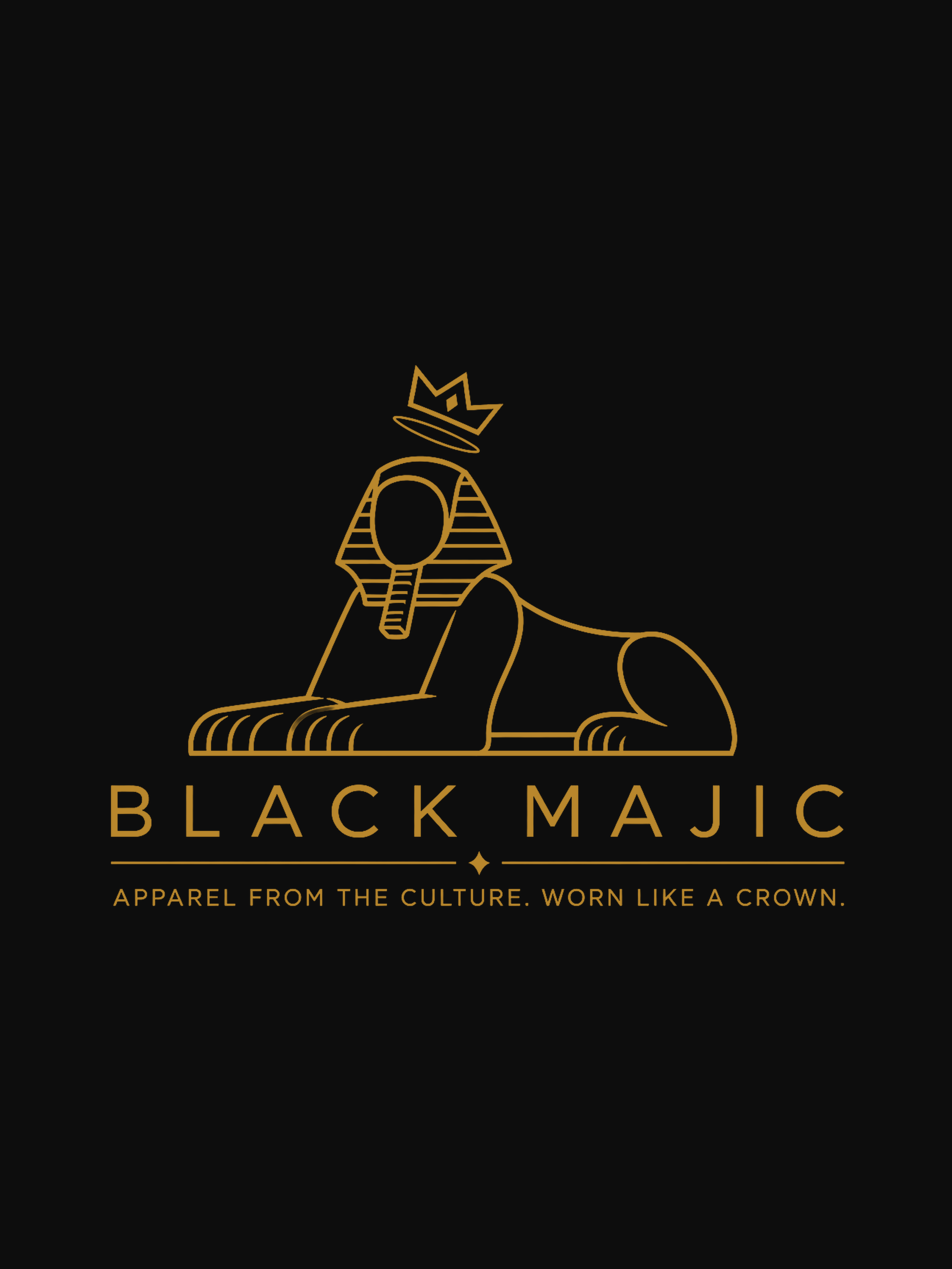 BLACK MAJIC crowned Sphinx in gold on matte black