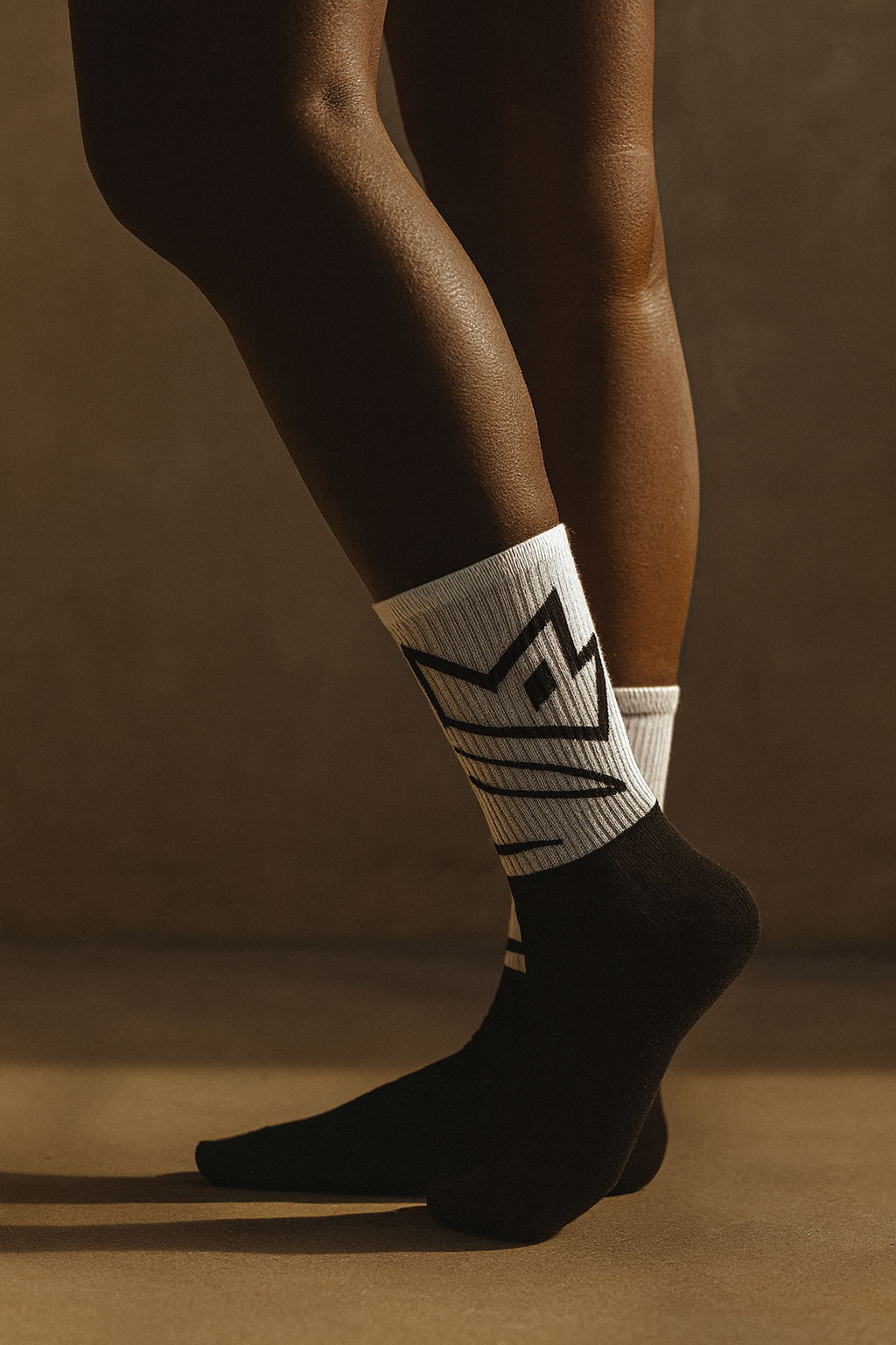 Crown Socks worn mid-stride