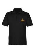 BLACK MAJIC Kids Crown Polo in Black, gold embroidered crowned Sphinx at the left chest