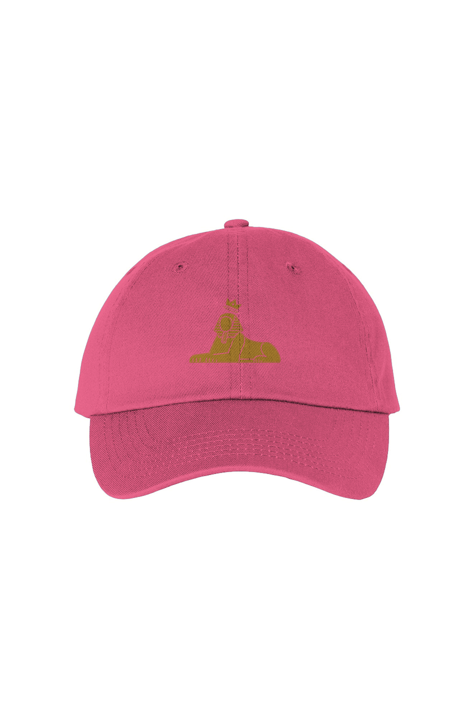 BLACK MAJIC Crown Dad Cap in neon pink, gold embroidered crowned Sphinx on the front panel