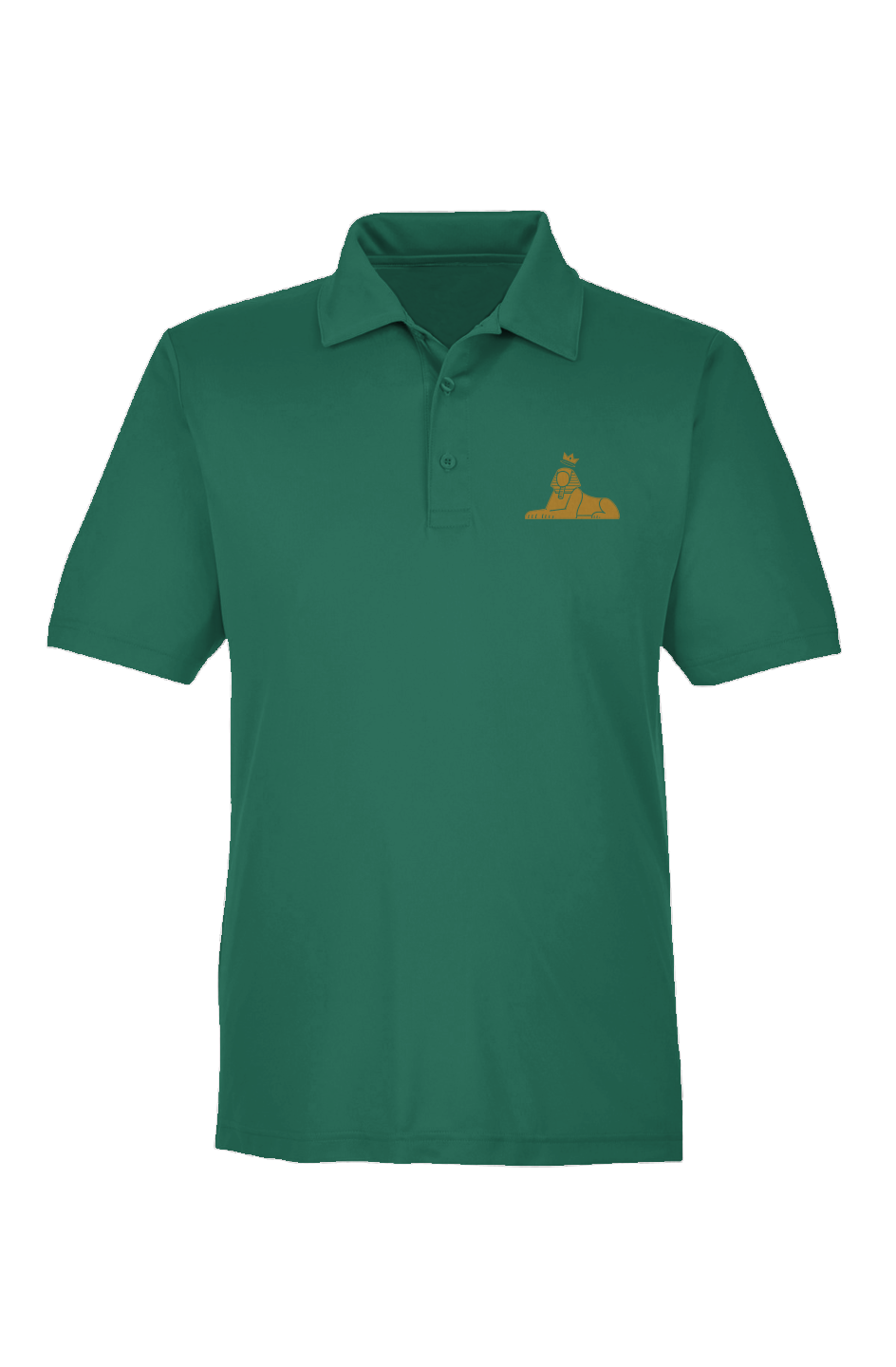 BLACK MAJIC Kids Crown Polo in Sport Forest, gold embroidered crowned Sphinx at the left chest