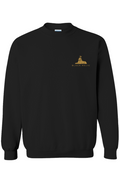 BLACK MAJIC Crown Crewneck Stitched Original in black — small gold crowned Sphinx embroidered on the left chest