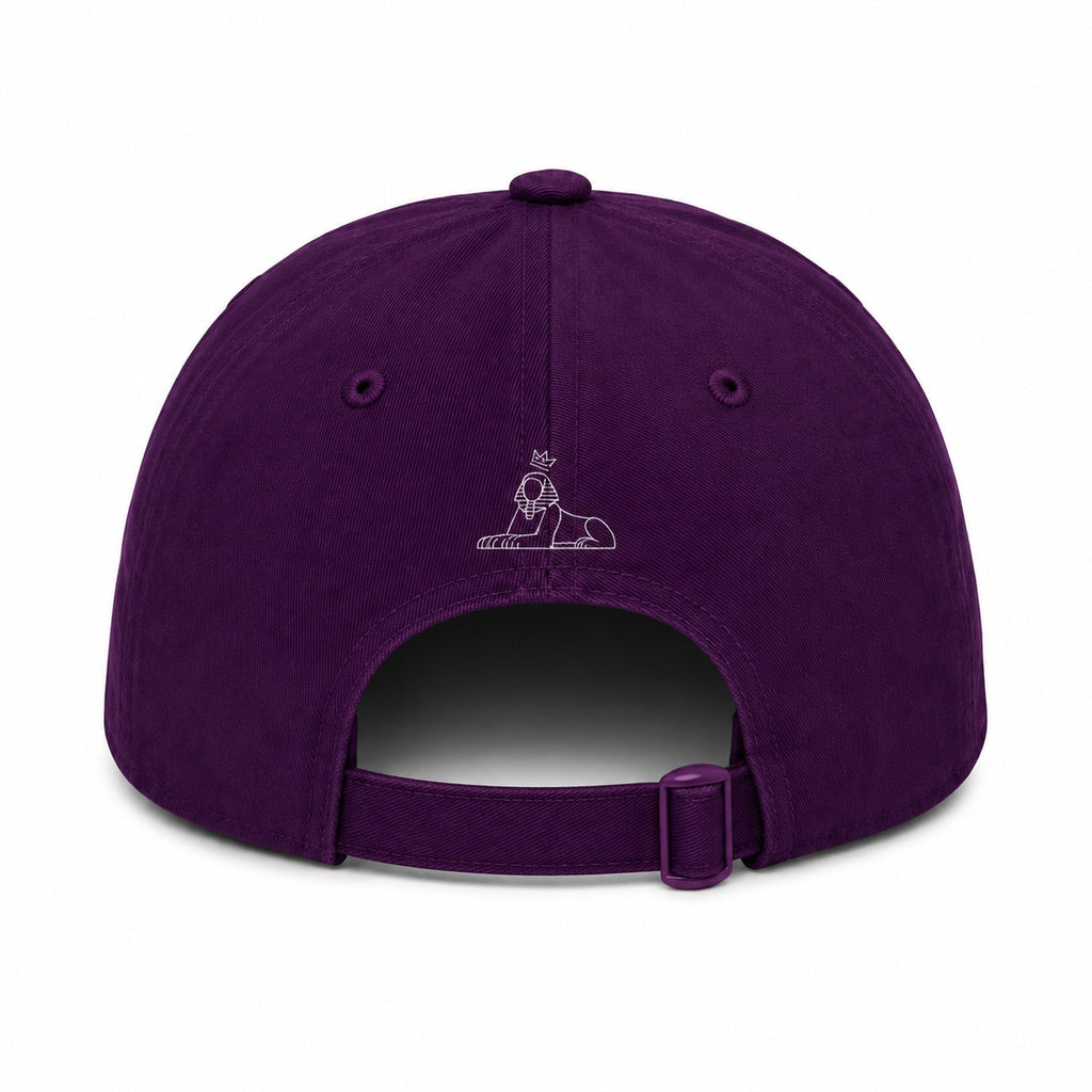 BLACK MAJIC Crown Dad Cap in purple, back view with the adjustable strap