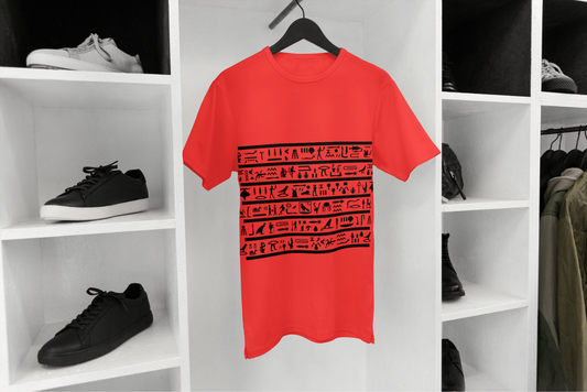 Hieroglyph Band Tee in Red