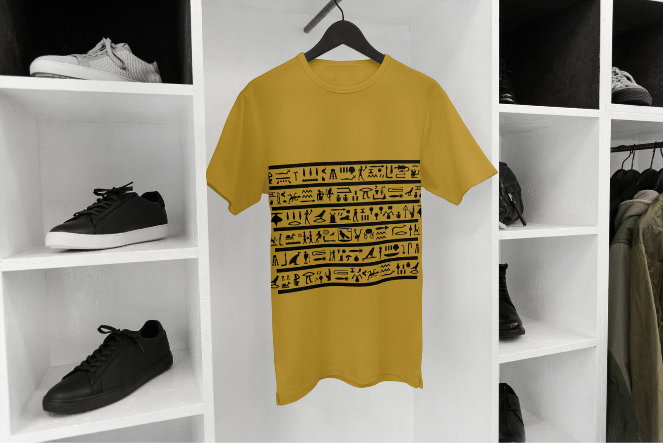 Hieroglyph Band Tee in Gold