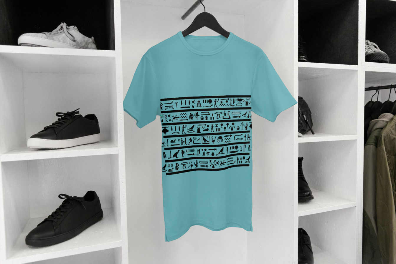 Hieroglyph Band Tee in Turquoise