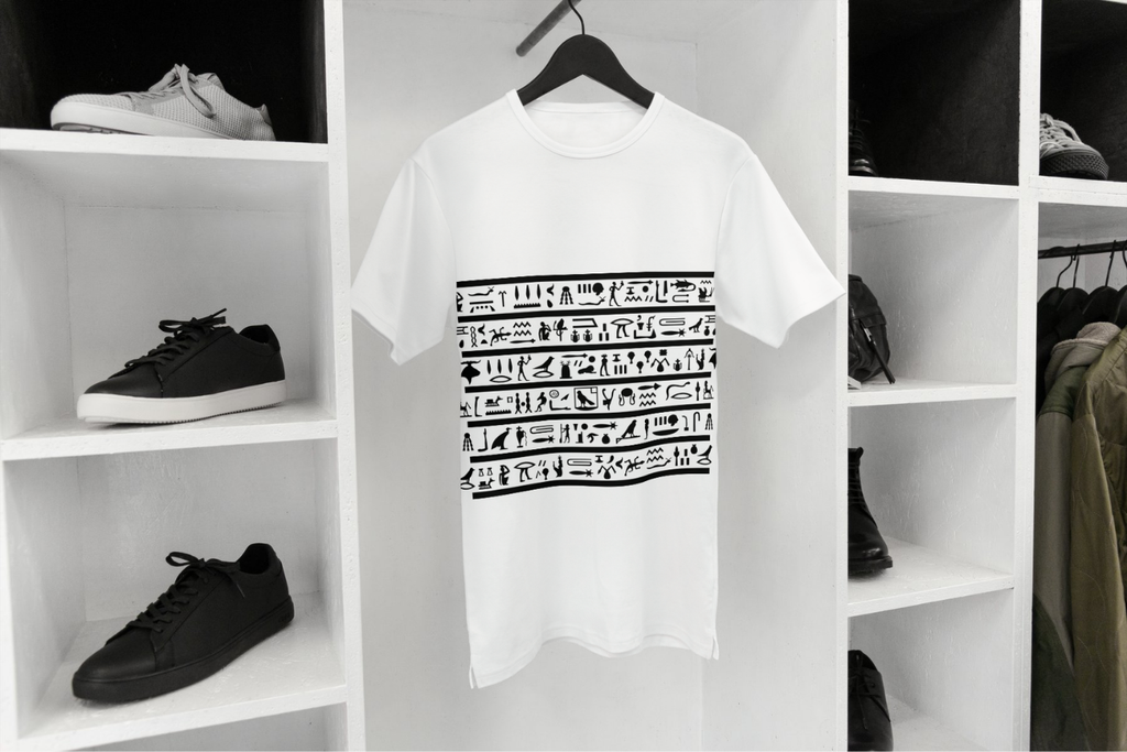 Hieroglyph Band Tee in White