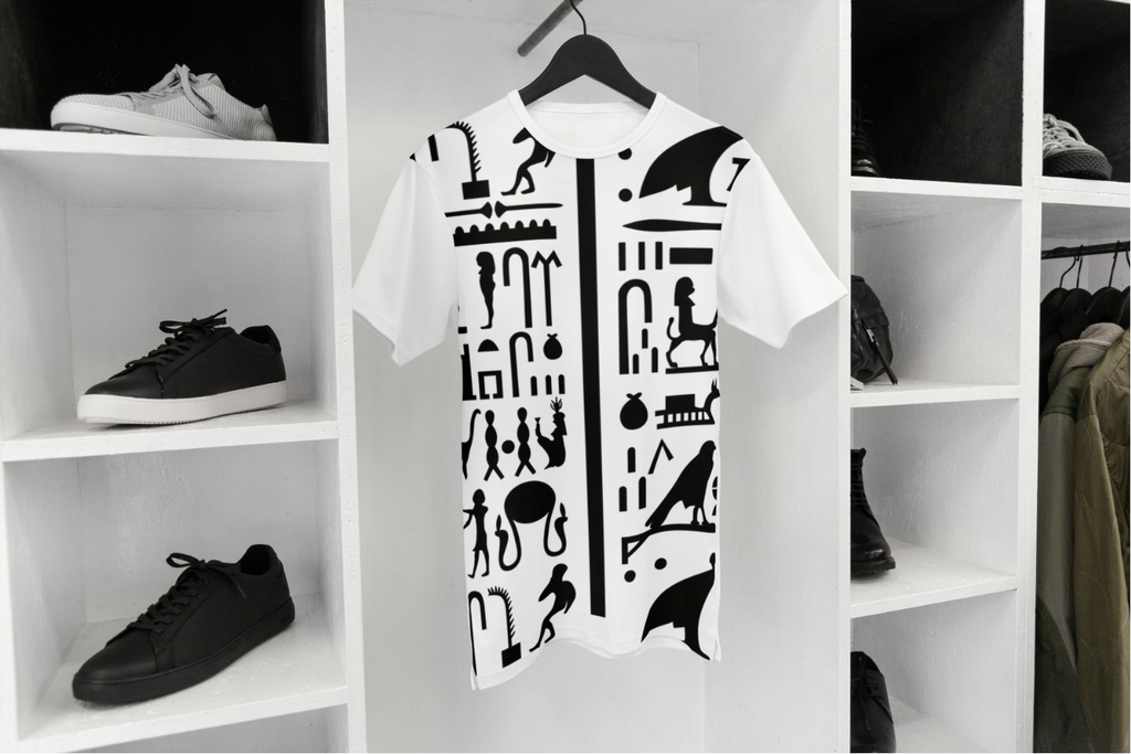 Hieroglyph Panel Tee in White