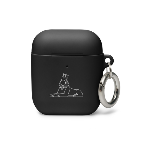 BLACK MAJIC case for the standard AirPods charging case, black, crowned Sphinx on the back